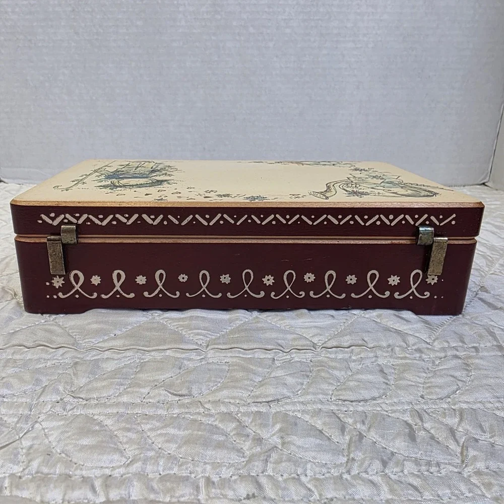 Vintage Reuge Swiss Music Keepsake Box Try To Remember Angel Watering Child Lamb